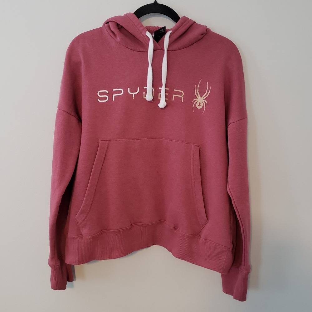 Spyder Womens Pullover Sweatshirt Hoodie LARGE Spell Out Ski Outdoors Mauve